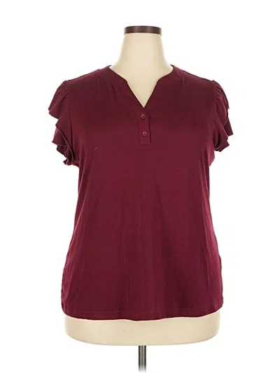 Pre-owned Unbranded Short Sleeve Blouse In Burgundy