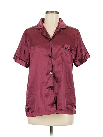 Pre-owned Unbranded Short Sleeve Blouse In Burgundy