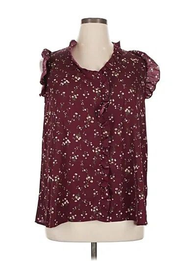Pre-owned Unbranded Short Sleeve Blouse In Burgundy