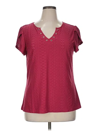Pre-owned Unbranded Short Sleeve Blouse In Burgundy