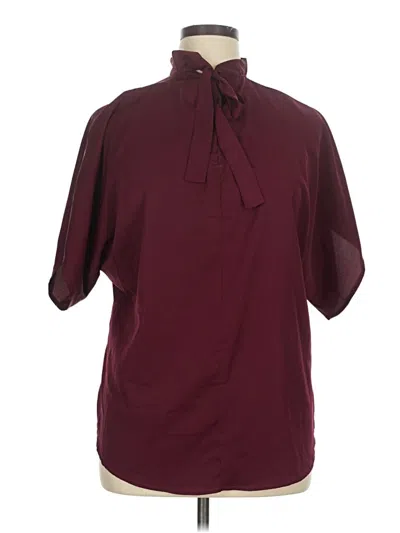 Pre-owned Unbranded Short Sleeve Blouse In Burgundy