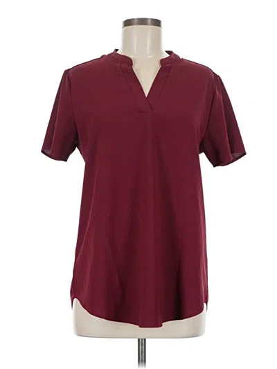 Pre-owned Unbranded Short Sleeve Blouse In Burgundy