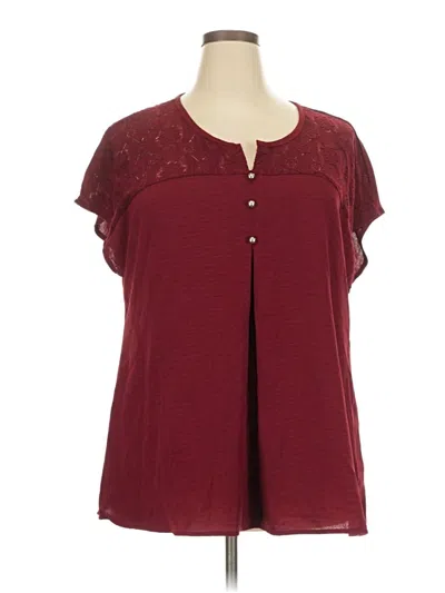 Pre-owned Unbranded Short Sleeve Blouse In Burgundy