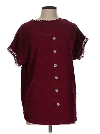Pre-owned Unbranded Short Sleeve Blouse In Burgundy