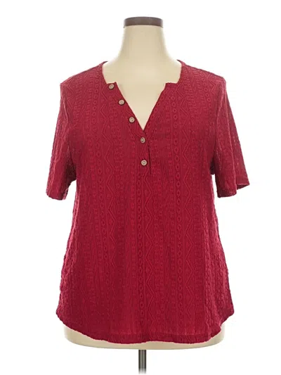 Pre-owned Unbranded Short Sleeve Blouse In Burgundy