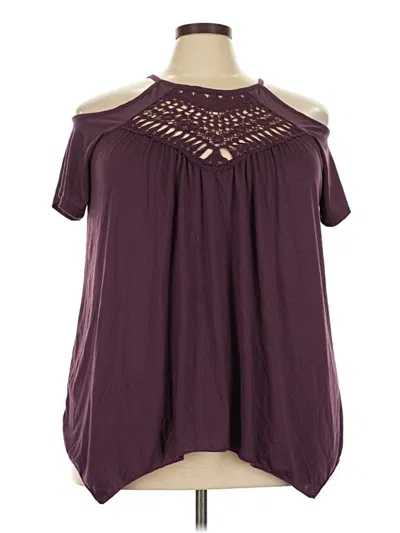 Pre-owned Unbranded Short Sleeve Blouse In Burgundy