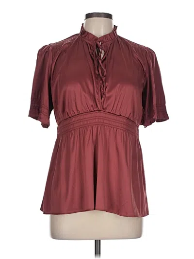 Pre-owned Unbranded Short Sleeve Blouse In Burgundy