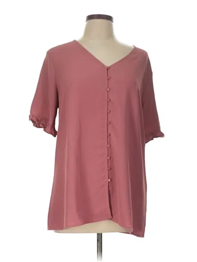 Pre-owned Unbranded Short Sleeve Blouse In Burgundy