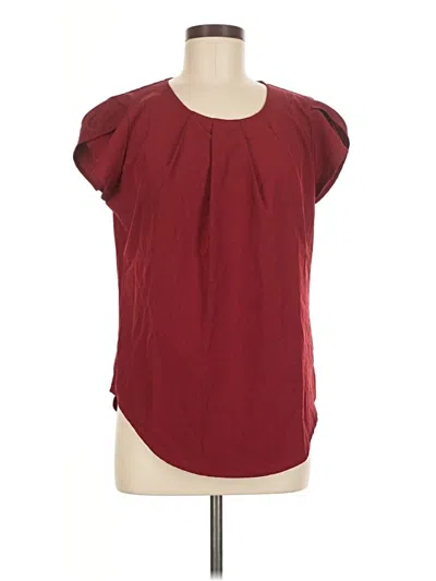 Pre-owned Unbranded Short Sleeve Blouse In Burgundy