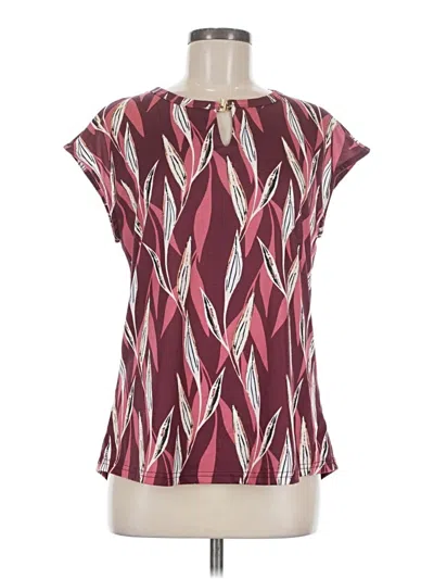 Pre-owned Unbranded Short Sleeve Blouse In Burgundy