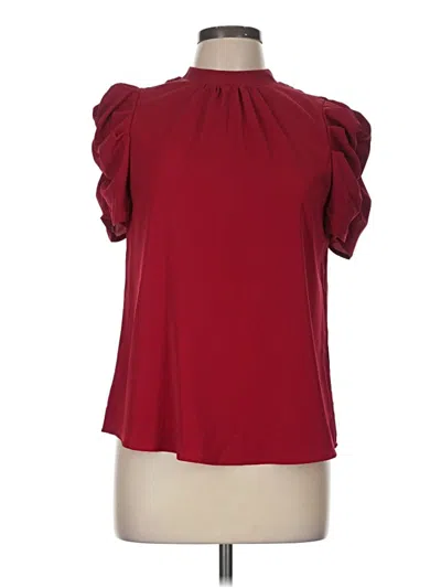 Pre-owned Unbranded Short Sleeve Blouse In Burgundy