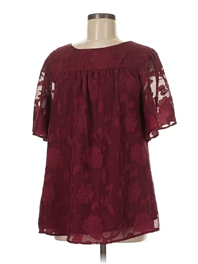 Pre-owned Unbranded Short Sleeve Blouse In Burgundy