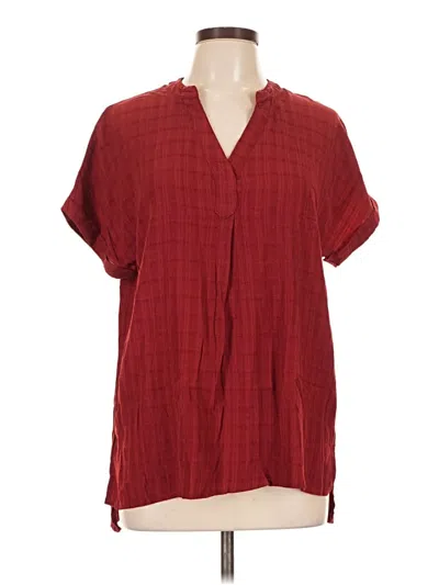 Pre-owned Unbranded Short Sleeve Blouse In Burgundy