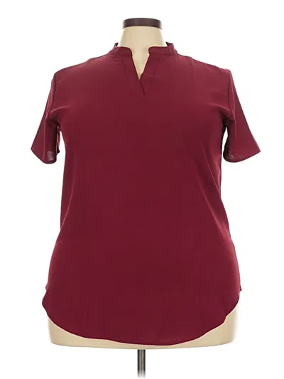 Pre-owned Unbranded Short Sleeve Blouse In Burgundy