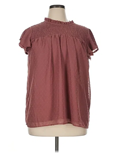 Pre-owned Unbranded Short Sleeve Blouse In Burgundy