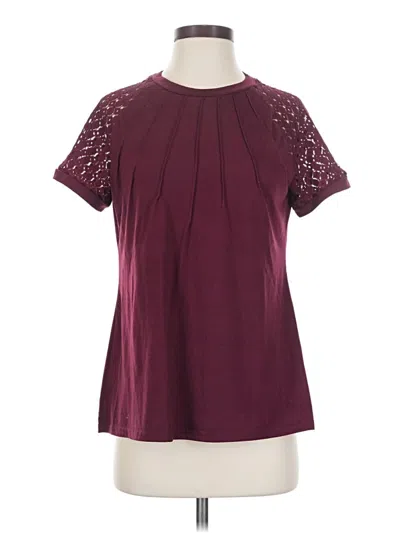 Pre-owned Unbranded Short Sleeve Blouse In Burgundy
