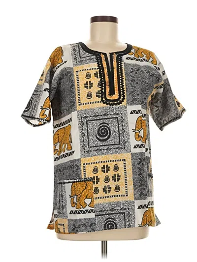 Pre-owned Unbranded Short Sleeve Blouse In Gold