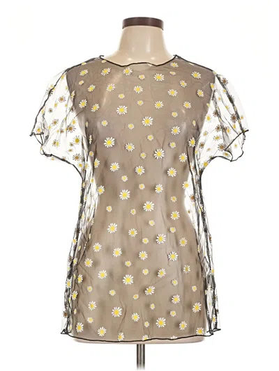 Pre-owned Unbranded Short Sleeve Blouse In Gold