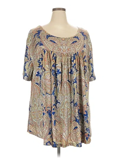 Pre-owned Unbranded Short Sleeve Blouse In Gold