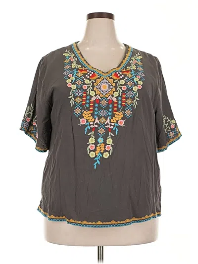 Pre-owned Unbranded Short Sleeve Blouse In Gray