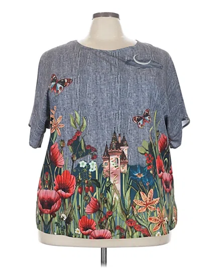 Pre-owned Unbranded Short Sleeve Blouse In Gray