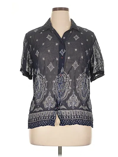 Pre-owned Unbranded Short Sleeve Blouse In Gray
