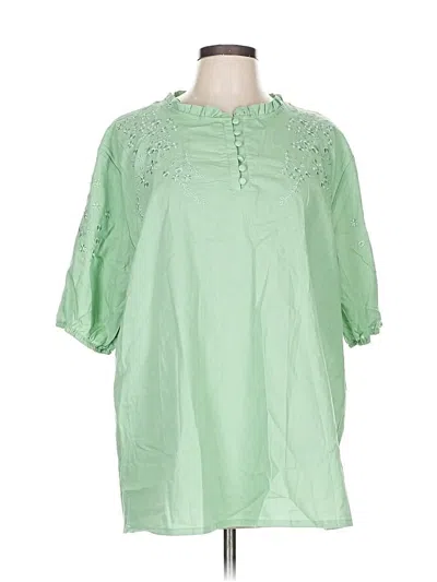 Pre-owned Unbranded Short Sleeve Blouse In Green