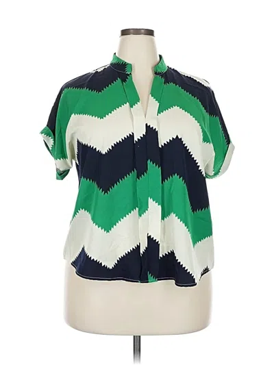 Pre-owned Unbranded Short Sleeve Blouse In Green
