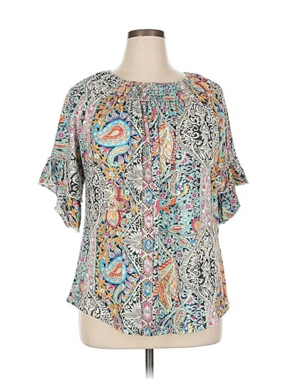 Pre-owned Unbranded Short Sleeve Blouse In Green