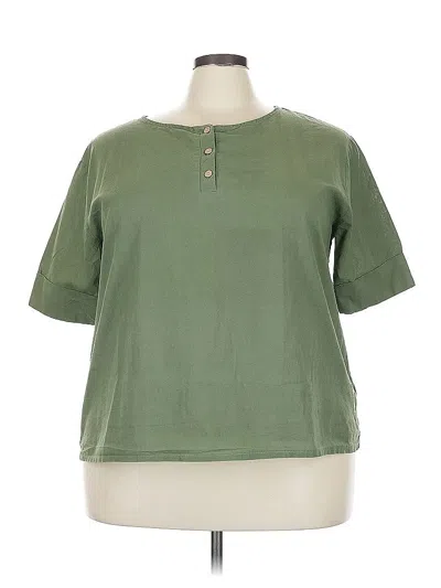 Pre-owned Unbranded Short Sleeve Blouse In Green