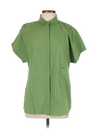 Pre-owned Unbranded Short Sleeve Blouse In Green