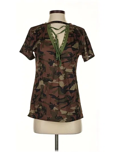 Pre-owned Unbranded Short Sleeve Blouse In Green