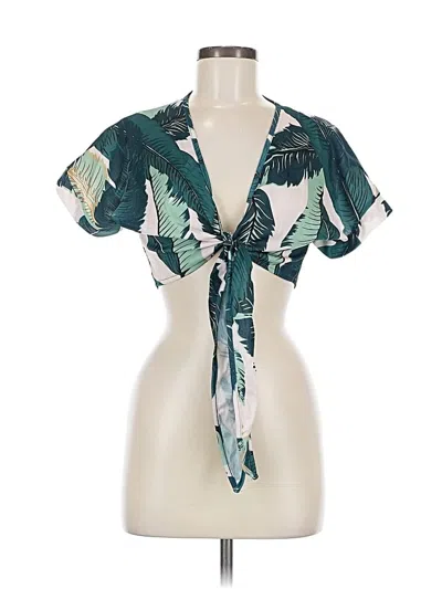 Pre-owned Unbranded Short Sleeve Blouse In Green