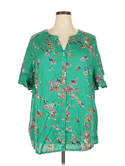 Pre-owned Unbranded Short Sleeve Blouse In Green