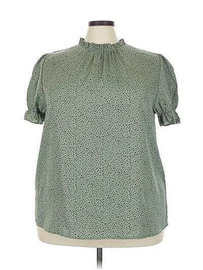 Pre-owned Unbranded Short Sleeve Blouse In Green