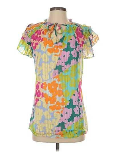 Pre-owned Unbranded Short Sleeve Blouse In Green