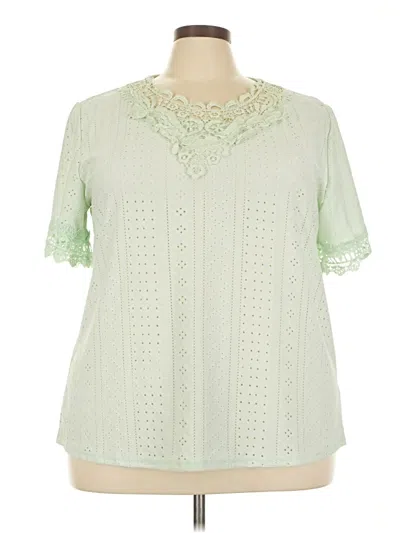Pre-owned Unbranded Short Sleeve Blouse In Green