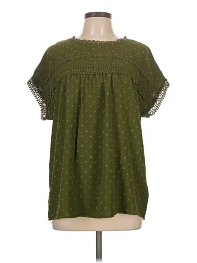 Pre-owned Unbranded Short Sleeve Blouse In Green