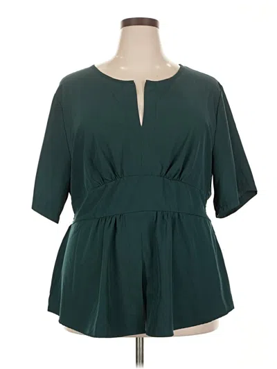 Pre-owned Unbranded Short Sleeve Blouse In Green