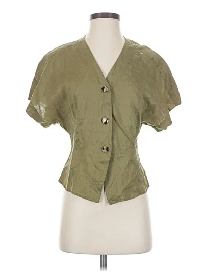 Pre-owned Unbranded Short Sleeve Blouse In Green