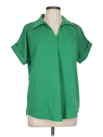 Pre-owned Unbranded Short Sleeve Blouse In Green