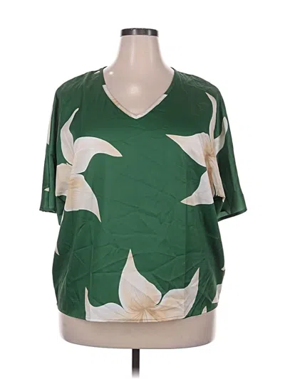 Pre-owned Unbranded Short Sleeve Blouse In Green