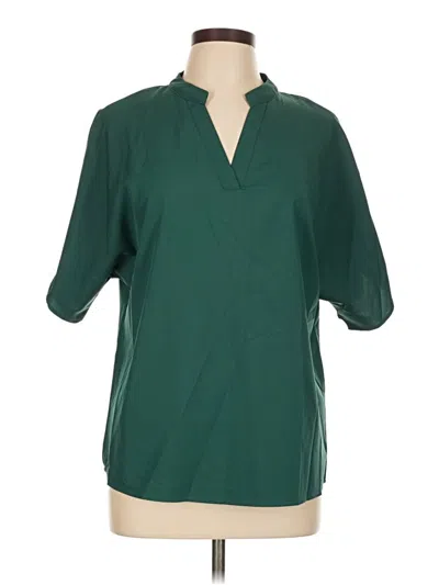 Pre-owned Unbranded Short Sleeve Blouse In Green