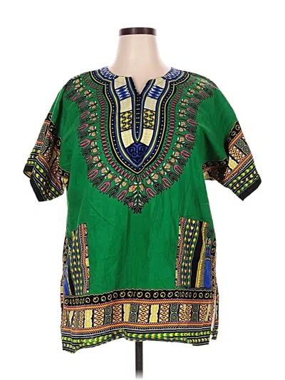 Pre-owned Unbranded Short Sleeve Blouse In Green