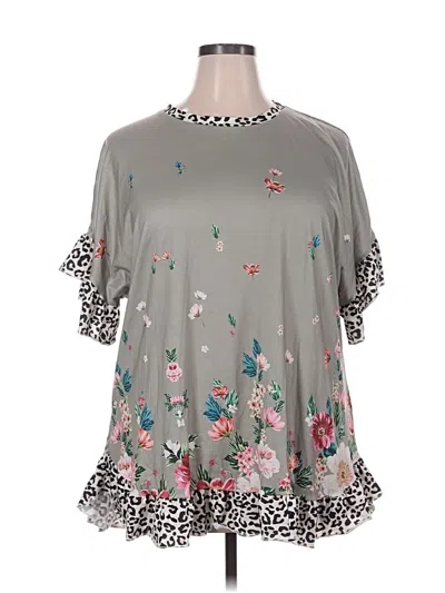 Pre-owned Unbranded Short Sleeve Blouse In Green