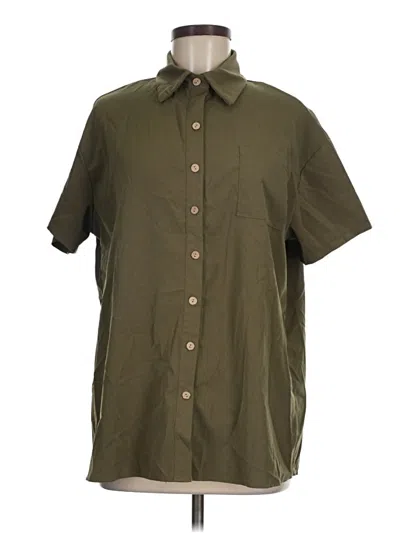Pre-owned Unbranded Short Sleeve Blouse In Green