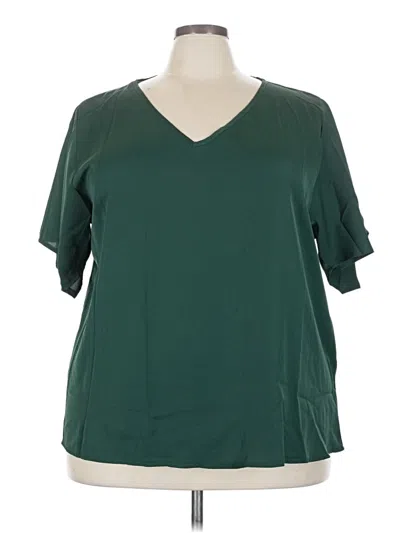 Pre-owned Unbranded Short Sleeve Blouse In Green