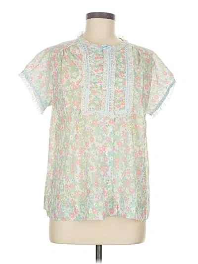 Pre-owned Unbranded Short Sleeve Blouse In Green