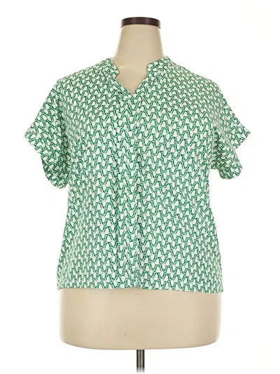 Pre-owned Unbranded Short Sleeve Blouse In Green