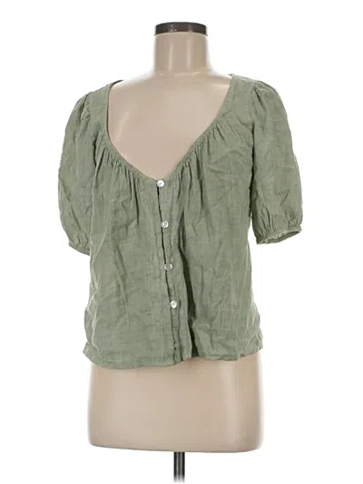 Pre-owned Unbranded Short Sleeve Blouse In Green